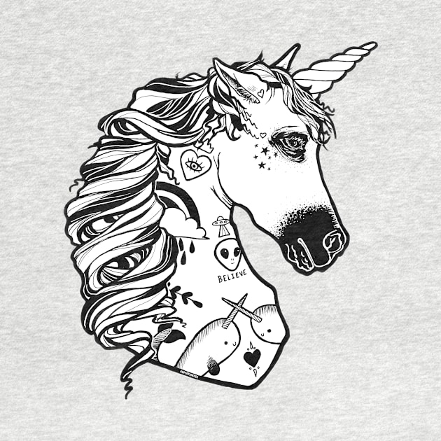 Tattooed Unicorn by PaperTigress